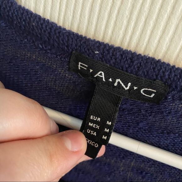 FANG Blue Shimmery Flaked Lightweight Sweater Women's Size Medium Spandex Blend - Picture 5 of 7